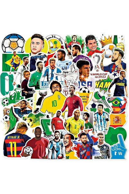 50PCS Soccer Star Commemorative Stickers, DIY Luggage Guitar Laptop Waterproof PVC Football Stickers