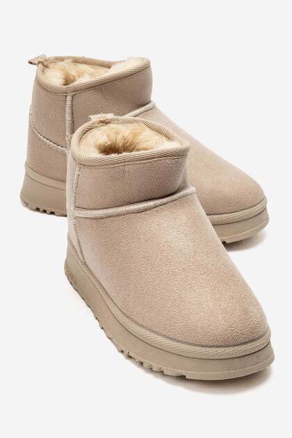 Thin Sole Mini Boots Beige