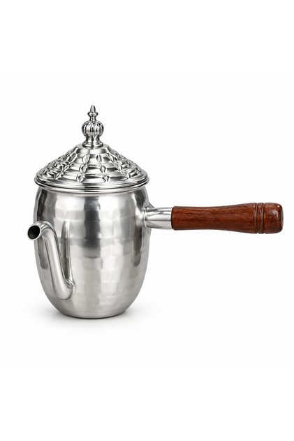 Aluminum Coffee Pot with Wooden Handle Silver - 550ml