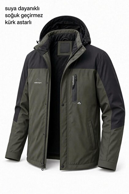 Tuc 1032 Wasserabweisender Thermo-Softshell-Mantel für Herren mit Fleece-/Pelzfutter – Kältebeständiger Sportmantel
