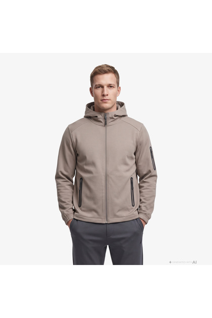 Erkek Kahverengi Kapüşonlu Sweatshirt