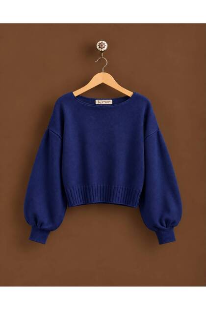 Navy Blue Boat Neck Sweater