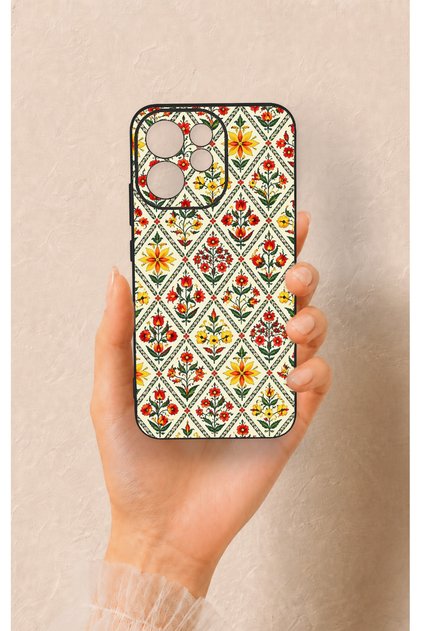 Oppo Reno 15F Compatible Tile Tulip Patterned Silicone Case