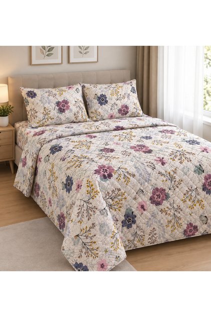Quilted Multi-Purpose Double Bedspread Set (240X220 cm)