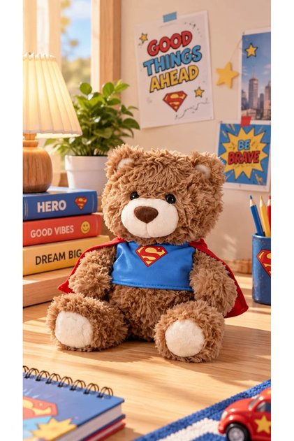 Lisanslı DC 25 cm Kostümlü Hediye Ayıcık Peluş Oyuncak – Superman Kostümlü Model