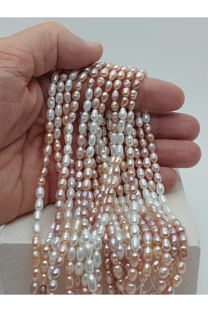 Pearl String Three Colors Barley Cut 4.5*6.5mm – Natural Texture Royal Series (63348)