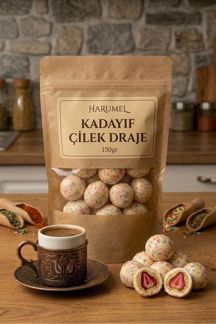 KADAYIF ÇİLEK BÜYÜK BOY DRAJE-KAHVE YANI 150 GR