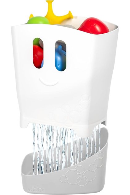 Freestanding Bath Toy Organizer Bath Caddy with Removable Drying Rack Bin and Scoop for Toddler