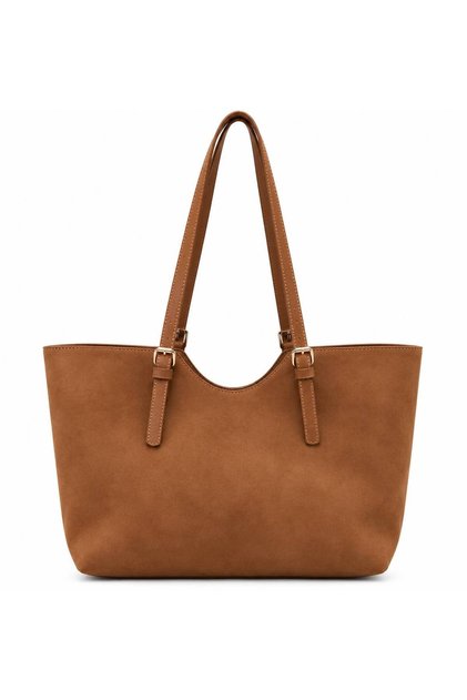 Women's Suede Tote Bag with Belt Detail