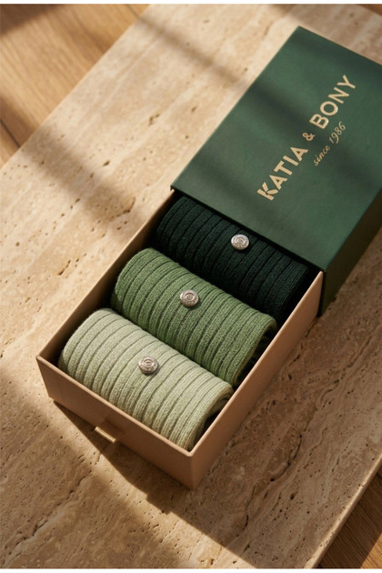 Men's 3-Piece Green Premium Boxed Studded Socks