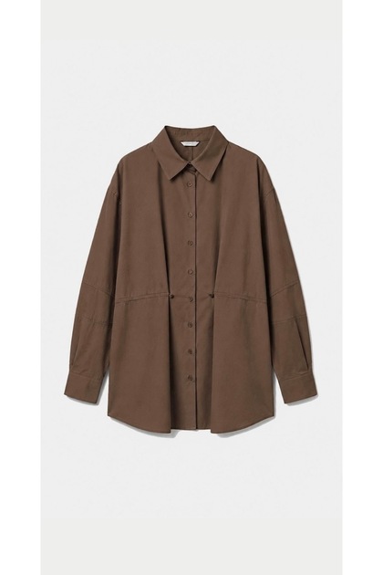 Brown Poplin Oversize Shirt