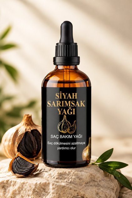 Siyah Sarımsak Yağı Saç Dökülme Önleyici Saç Gürleştirici Canlandırıcı Saç Bakım Yağı 50 ml