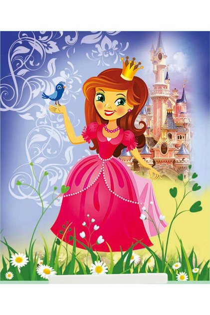 Diamond painting puzzle kit, princess in front of the castle 21x25 cm mosaic