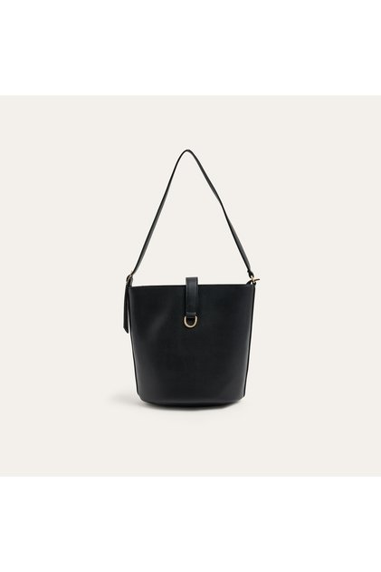Women's Black Buckle Shoulder Bag