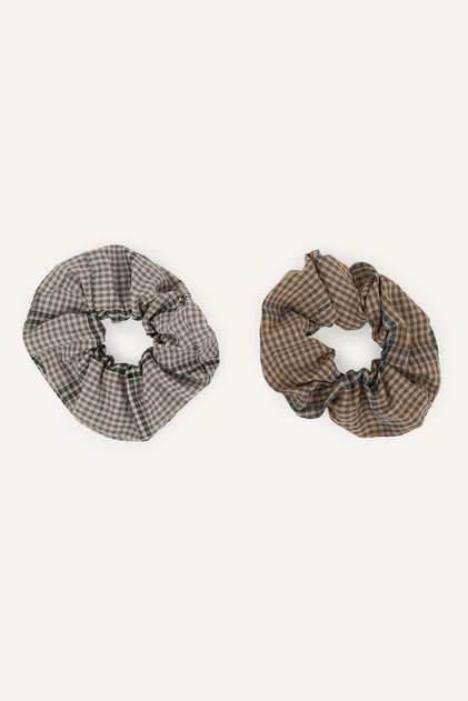 Women's 2-Piece Checkered Scrunchie Hair Accessory I6966Axns