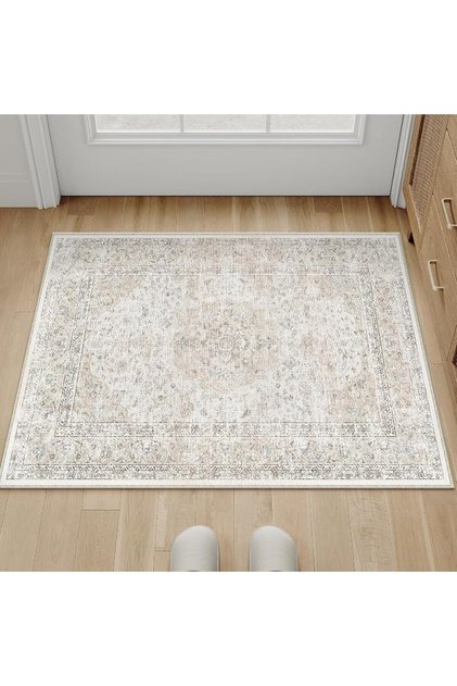PureCozy Vintage Living Room Rug 200x300cm Beige Large Non Slip Area Rugs Retro Washable Carpets Ind