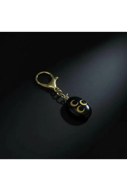 Three Crescent Oltu Stone Keychain