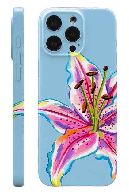 Iphone 12 pro pink lily protect slim glossy full cover printing camera protection phone case