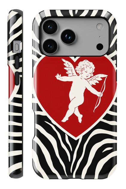 iPhone 17 Pro Max / 18 Pro Max Zebra Heart Double Layer Full Covering Printing Glossy Protect Phone Case