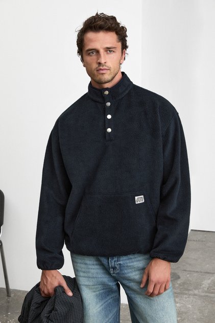 Glaims men's stand collar black sweatshirt