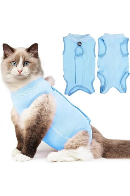 Cat Recovery Suit, Soft Post-Surgery Onesie for Spayed Female Cats, Breathable Cone Alternative for