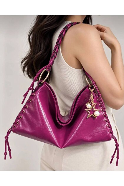 Women's Vintage Star Charm Knitted Strap Model Shoulder Bag
