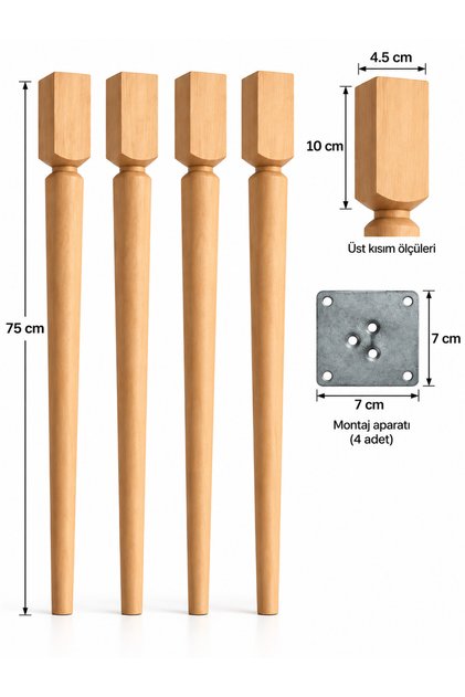 Doğal Ahşap Masa Ayağı 75 cm