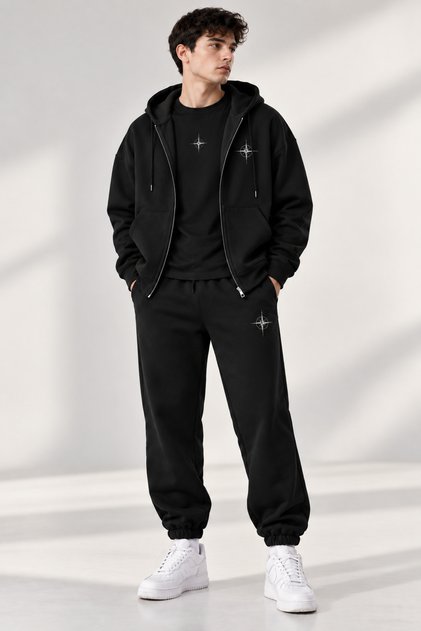 Men's 3-Piece Tracksuit Set Zippered Hooded Sweatshirt T-Shirt Jogger Pants 2 Thread Casual Comfortable Set S-7Xl