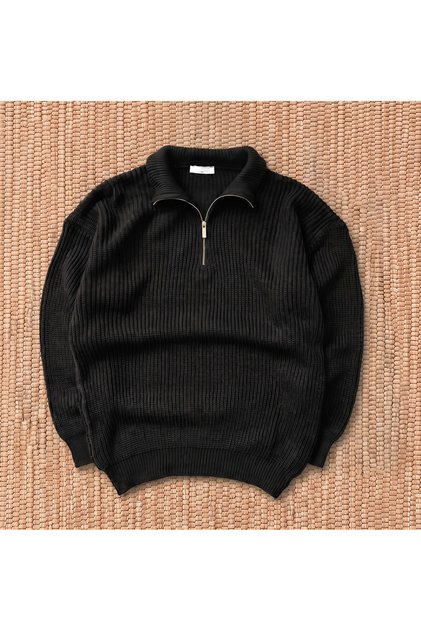 Men's Knitted Sweater Regular Half Zipper Soft Textured Thick Structure