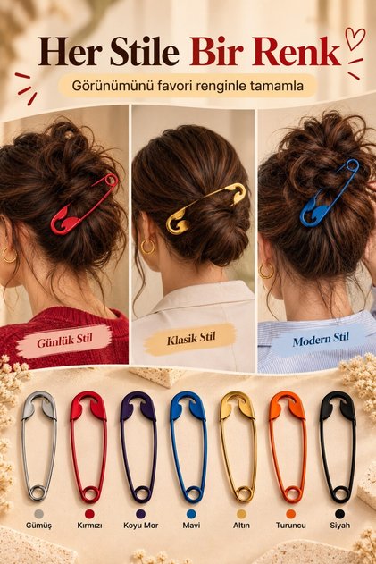 Safety Pin Design Bun Hairpin Women's Colorful Hair Accessory