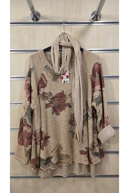 Italian Scarf Thin Sweater with Moher Blend and Lining Inside