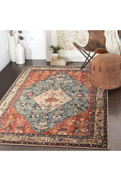 140 x 200CM Area Rugs, Ultra-Thin Washble Rug, Persian Crystal Print Home Decor Area Rug, Stain Res