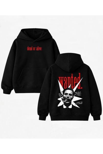 Hannibal Lecter Baskılı Siyah Unisex Kapşonlu Sweatshirt Hoodie