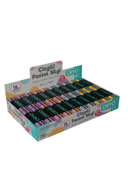 Vçp20 Vinyl 20-Piece Striped Pastel Eraser
