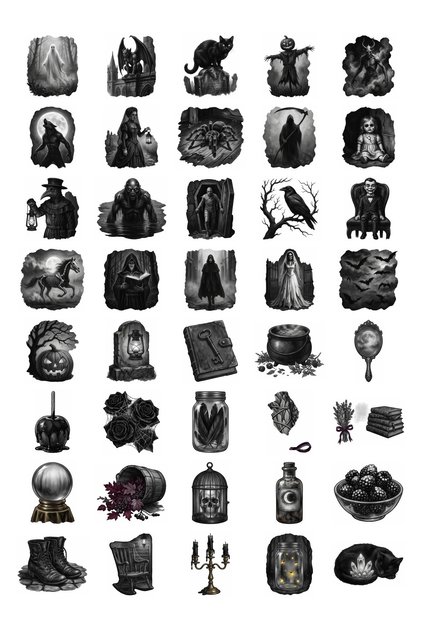 Halloween Haunted Noir Sticker Set 40 Pieces Agenda Scrapbook Journal Planner Stickers