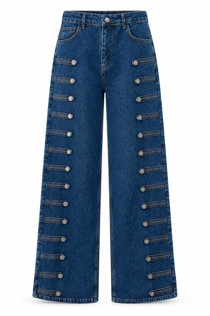 Tape Buttoned Jeans Dark Blue