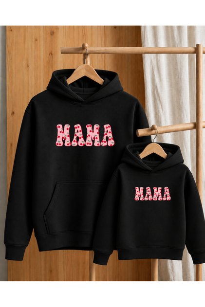 Mother Daughter Hooded Sweatshirt Family Matching Printed Winter Hoodie – Price Is for One Item