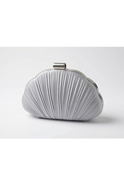 Silver Women's Shiny Pleated Oyster Shell Luxury Design Stylish Evening Dress Bag Hand Shoulder Bag