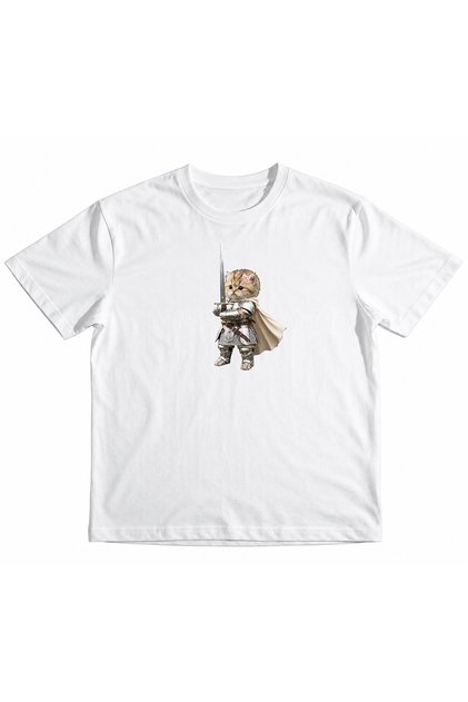 Girls' Boys' Warrior Cat X Tt Front Printed 100% Cotton Organic T-Shirt
