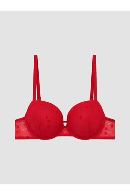 I Underwire Padded Heart Embroidered T-Shirt Bra from Freezen Store