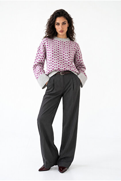 Women's Geometric Patterned Premium Knitwear Sweater