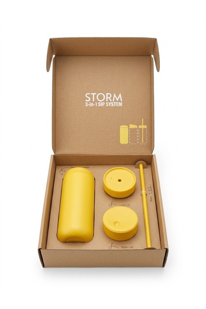 Storm Carter Mug – 3-in-1 Sip System 16oz (474ml) in Matte Yellow / Sun Yellow.