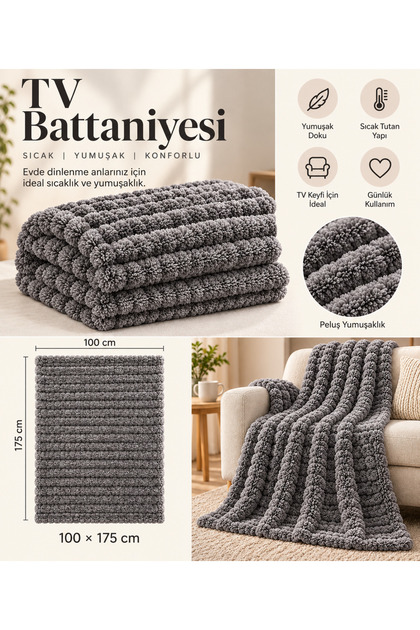 Welsoft Tv Blanket 100X175 cm Sofa Shawl, Decorative Blanket
