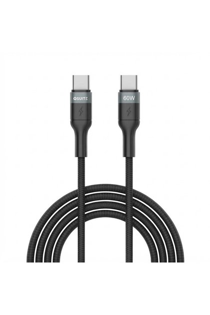 كيبل USB-C إلى USB-C شحن سريع 60 واط، رأس من سبيكة الزنك، نايلون مجدول، طول 1.2متر– متوافق مع آيفون 15 / 16 / 17، آيباد، ماك بوك، سامسونج، اللابتوبات – أسود DC-35A