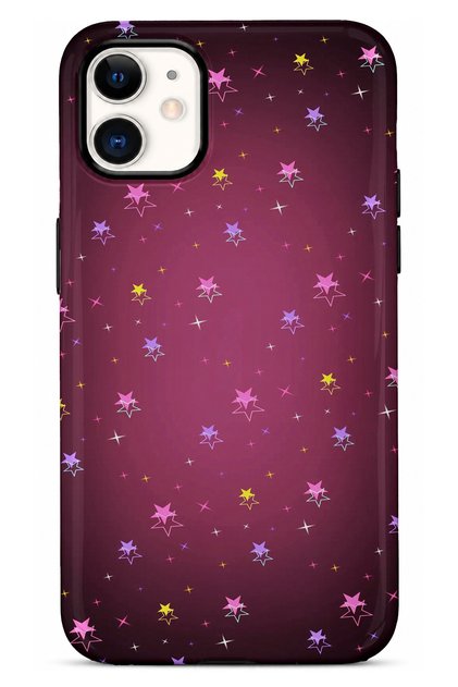 iPhone 11 Compatible - Purple Star, Double Layer Cover, Glossy Surface Protective Case
