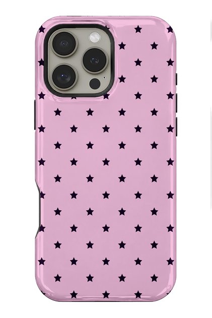 Compatible with iPhone 15 Pro - Black Star, Dual Layer Cover, Glossy Surface Protective Case