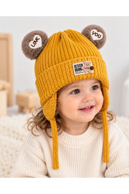 Greenmoon Knitted Outer Part, 100% Cotton Inner Part, Baby Beanie