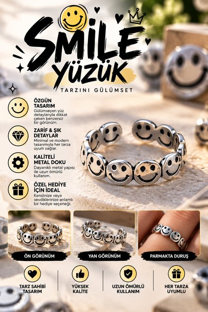 Smile Ring – Modern Metal Design with Smiling Face Motif