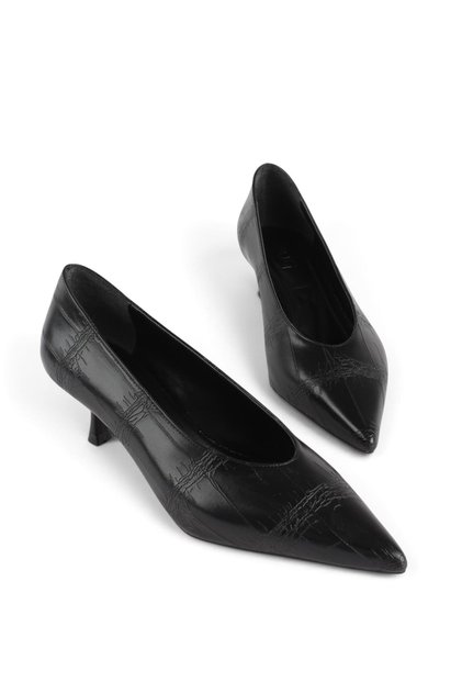 Li̇ta Crocodile Pattern Pointed Toe Women's Heeled Shoes