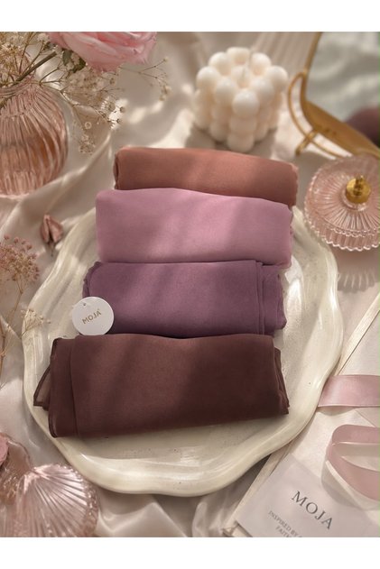 Moja georget shawl pack of 4 beautiful colors Dark chocolate, Dusty plum , Soft lilac and Dusty rose
